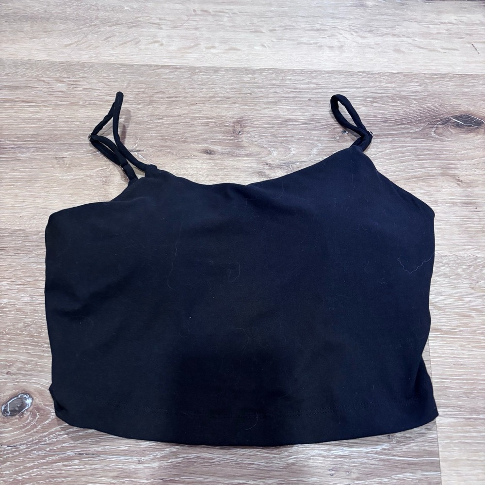 Rae Mode Black Cropped Cami Tank Top Adjustable Straps T9749 Small